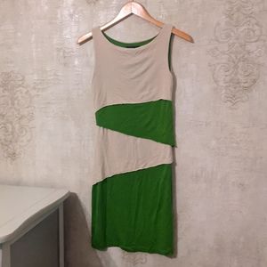 Cream and green layered dress